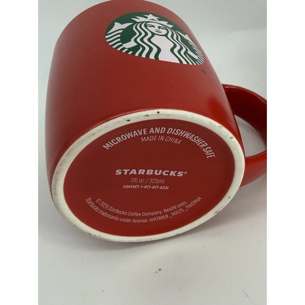 Starbucks Mugs Red w/ Green Siren Logo 12oz Coffee Cups